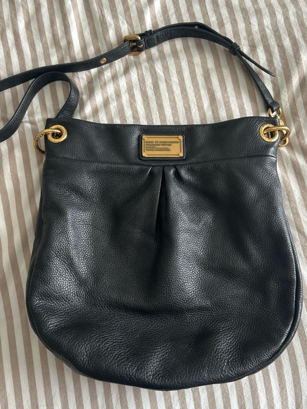 Marc by Marc Jacobs Black Leather Shoulder Bag with Gold Hardware
